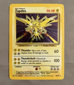 Pokemon TCG Zapdos Holo Rare Base Set 16/102 WOTC Vintage 1999 LP+/NM - Image 1