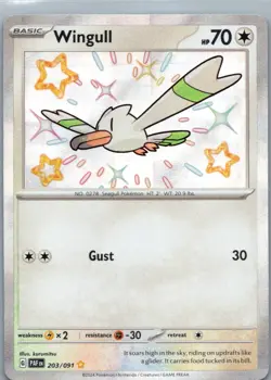 Wingull 203/091 Shiny Rare Paldean Fates Pokemon Holo Near Mint - Image 1