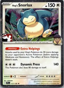 Hop's Snorlax Holo Rare Prize Pack Series Cards 117/159 NM - Image 1