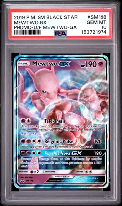 2019 POKEMON SM BLACK STAR PROMO DETECTIVE PIKACHU MEWTWO-GX MEWTWO GX PSA 10 - Image 1