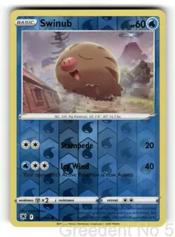 Swinub 031/189 Common Astral Radiance Pokemon Reverse Holo Near Mint - Image 1