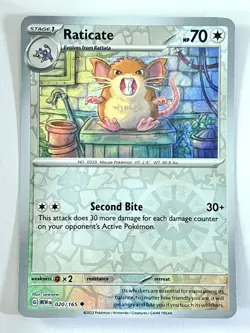 Raticate 020/165 Reverse Holo Uncommon Scarlet & Violet 151 Pokemon Near Mint NM - Image 3