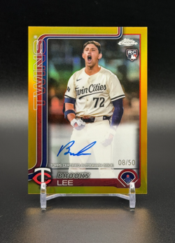 2025 Topps Chrome Brooks Lee True Gold Refractor On Card Auto /50 RC | Twins - Image 1