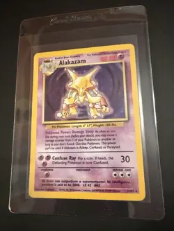 Pokemon TCG Alakazam Base Set Holo Card 1/102 Unlimited Holo Rare MP - Image 1