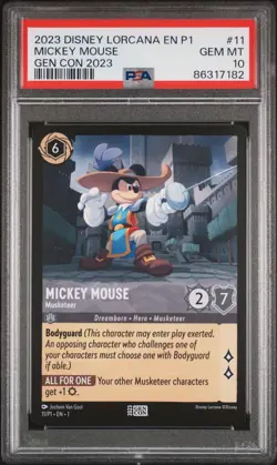 2023 Disney Lorcana Mickey Mouse Musketeer GEN CON Promo PSA 10 Gem Mint - Image 1
