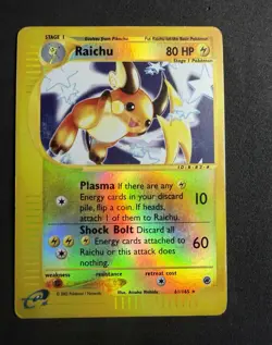 Pokemon Raichu Expedition Base Set Reverse Holo #061 Rare 2002 E-Reader HP - Image 1
