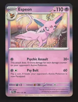 Espeon 033/131 Rare Prismatic Evolutions Pokemon Holo Near Mint - Image 1