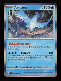 Articuno 144/165 Rare 151 Pokemon Holo Near Mint - Image 1