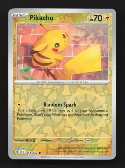 Pikachu 051/162 Common Temporal Forces Pokemon Reverse Holo Near Mint - Image 1