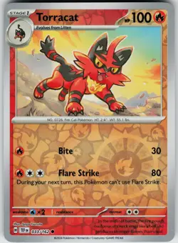 Pokemon Torracat 033/162 SV05: Temporal Forces NM Reverse Holo card - Image 1