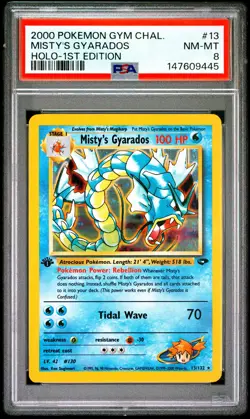 2000 POKEMON GYM CHALLENGE HOLO-1ST EDITION #13 MISTY'S GYARADOS PSA 8 - Image 1