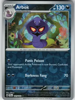Pokemon Arbok 101/162 SV05: Temporal Forces NM Reverse Holo card - Image 1