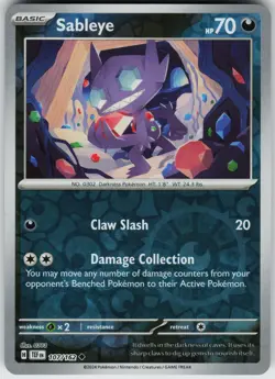 Pokemon Sableye 107/162 SV05: Temporal Forces NM Reverse Holo card - Image 1