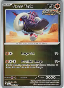 Pokemon Great Tusk 096/162 SV05: Temporal Forces NM Reverse Holo card - Image 1