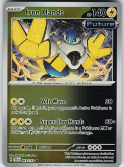 Pokemon Iron Hands 061/162 SV05: Temporal Forces NM Reverse Holo card - Image 1
