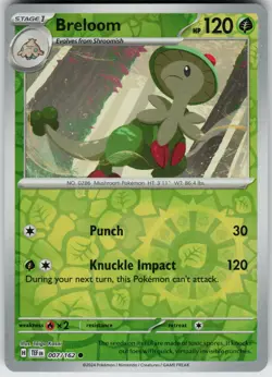 Pokemon Breloom 007/162 SV05: Temporal Forces NM Reverse Holo card - Image 1