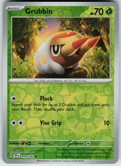 Pokemon Grubbin 018/162 SV05: Temporal Forces NM Reverse Holo card - Image 1