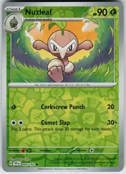 Pokemon Nuzleaf 004/162 SV05: Temporal Forces NM Reverse Holo card - Image 1