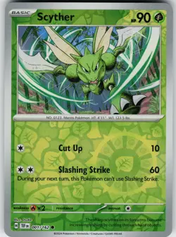 Pokemon Scyther 001/162 SV05: Temporal Forces NM Reverse Holo card - Image 1