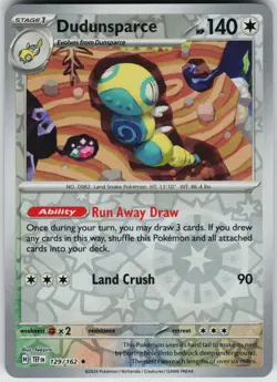 Pokemon Dudunsparce 129/162 SV05: Temporal Forces NM Reverse Holo card - Image 1