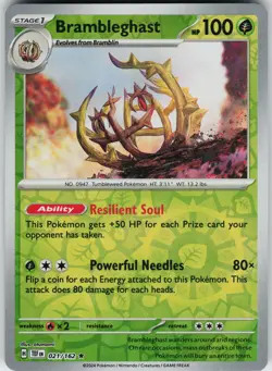 Pokemon Brambleghast 021/162 SV05: Temporal Forces NM Reverse Holo card - Image 1