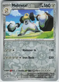 Pokemon Melmetal 117/162 SV05: Temporal Forces NM Reverse Holo card - Image 1