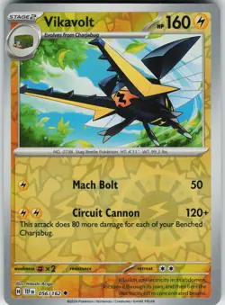 Pokemon Vikavolt 056/162 SV05: Temporal Forces NM Reverse Holo card - Image 1