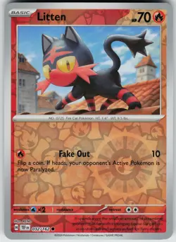 Pokemon Litten 032/162 SV05: Temporal Forces NM Reverse Holo card - Image 1
