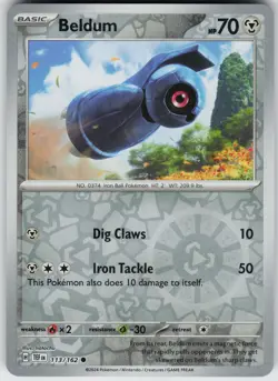 Pokemon Beldum 113/162 SV05: Temporal Forces NM Reverse Holo card - Image 1