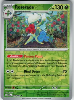 Pokemon Roserade 009/162 SV05: Temporal Forces NM Reverse Holo card - Image 1