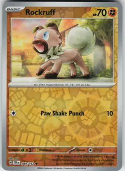 Pokemon Rockruff 089/162 SV05: Temporal Forces NM Reverse Holo card - Image 1