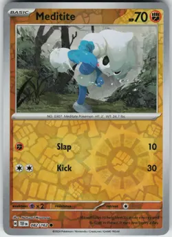 Pokemon Meditite 082/162 SV05: Temporal Forces NM Reverse Holo card - Image 1