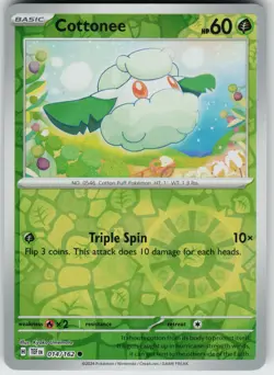 Pokemon Cottonee 014/162 SV05: Temporal Forces NM Reverse Holo card - Image 1