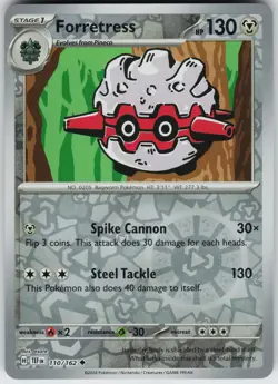 Pokemon Forretress 110/162 SV05: Temporal Forces NM Reverse Holo card - Image 1