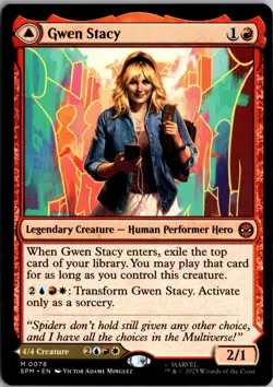 Gwen Stacy 78 Mythic Marvel's Spider-Man Magic: The Gathering Near Mint - Image 1