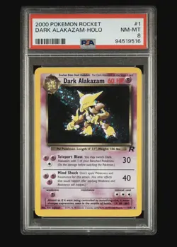 Pokemon TCG Dark Alakazam 1/82 Team Rocket Holo Rare English 2000 PSA 8 - Image 3