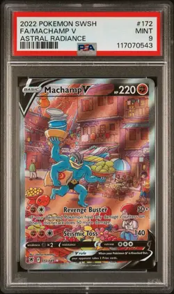 2022 POKEMON SWORD & SHIELD ASTRAL RADIANCE #172 MACHAMP V ALTERNATE ART PSA 9 - Image 1