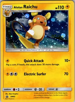 Alolan Raichu - SM65 Holo Promo Sun & Moon Promo Pokemon Lightly Played - Image 1