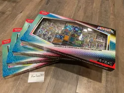NEW 4x Pokemon Prismatic Evolutions Lucario EX & Tyranitar EX Premium Collection - Image 1