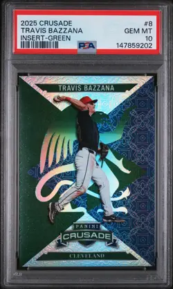 2025 Panini Crusade Inserts #8 Travis Bazzana Green PSA 10 /249 - Image 1