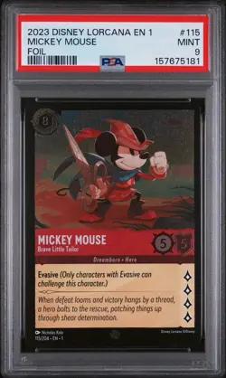 Mickey Mouse Brave Little Tailor 115/204 Legendary PSA 9 First Chapter Lorcana - Image 1