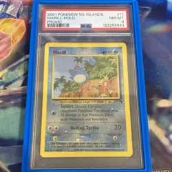 2001 Pokemon TCG Marill 11/18 Southern Islands Promo Reverse Holo PSA 8 - Image 1