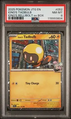 2025 Pokemon JTG EN Iono's Tadbulb Bellibolt ex Box Exclusive #052 PSA 8 NM-MT - Image 1