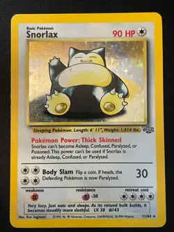 Snorlax 11/64 Jungle Holo Rare Pokemon Card WOTC Vintage MP - Image 1