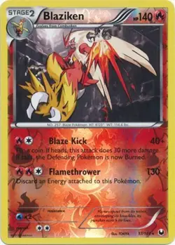 Heavily Played, English Pokemon Reverse Holo Blaziken - 17/108 - Holo Rare - Rev - Image 1