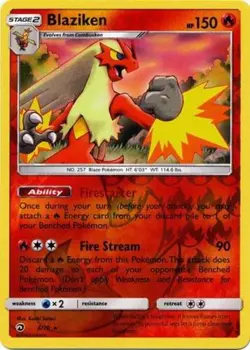 1x Blaziken - 6/70 - Holo Rare -Reverse Holo Lightly Played Pokemon SM07.5 - Dra - Image 1