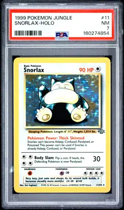 1999 POKEMON JUNGLE #11 SNORLAX-HOLO PSA 7 - Image 1