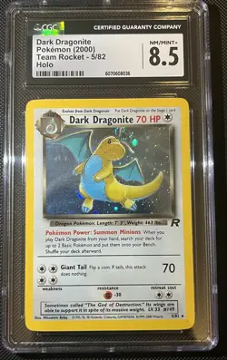 Pokemon Dark Dragonite 5/82 CGC 8.5+ Holo Rare Head Swirl - Image 1