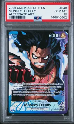 PSA 10 Monkey D. Luffy (Alt Art) A Fist of Divine Speed OP11-040 EN One Piece B8 - Image 1