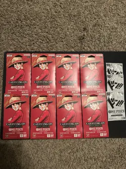 8x One Piece Carrying On His Will Sleeved Booster Pack OP-13 Lot English- W/Don - Image 2